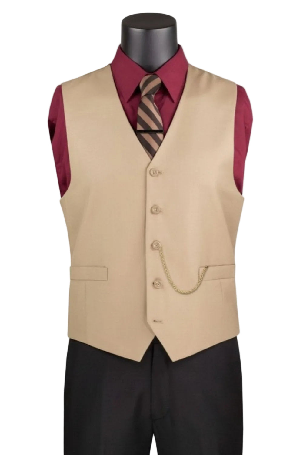 Khaki Slim Fit Vest Single Breasted 5 Button Design