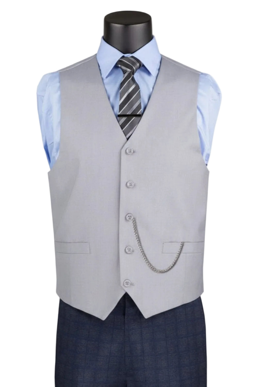 Light Gray Slim Fit Vest Single Breasted 5 Button Design