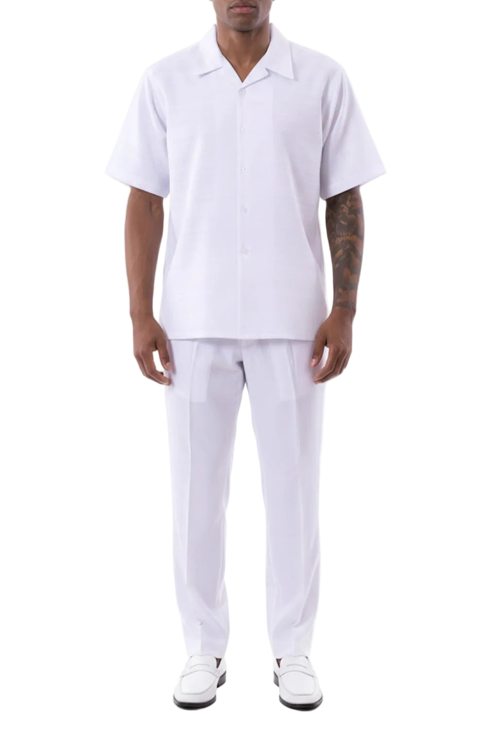 White Tone on Tone Walking Suit