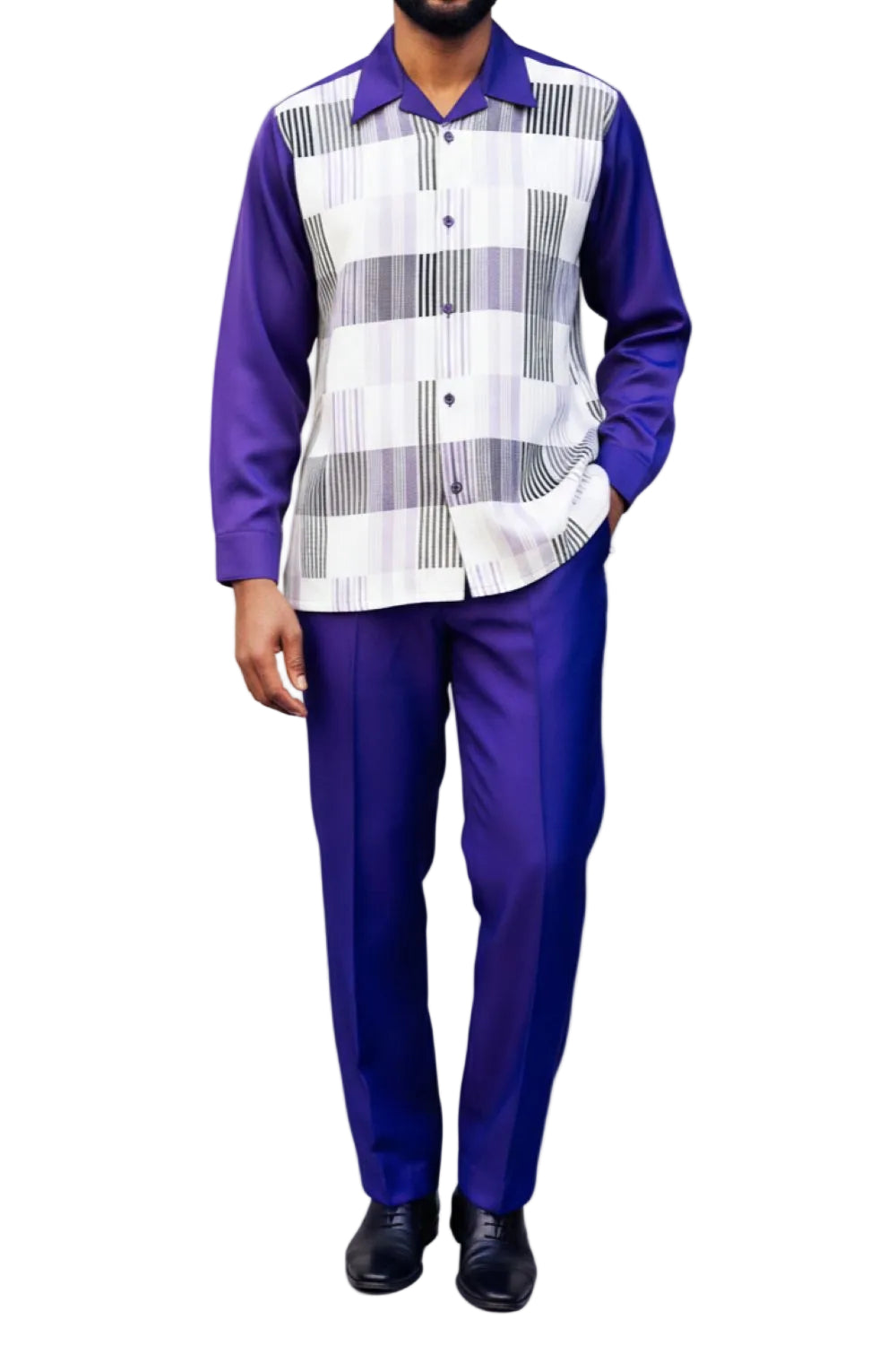 Blackberry Plaid Long Sleeve Walking Suit