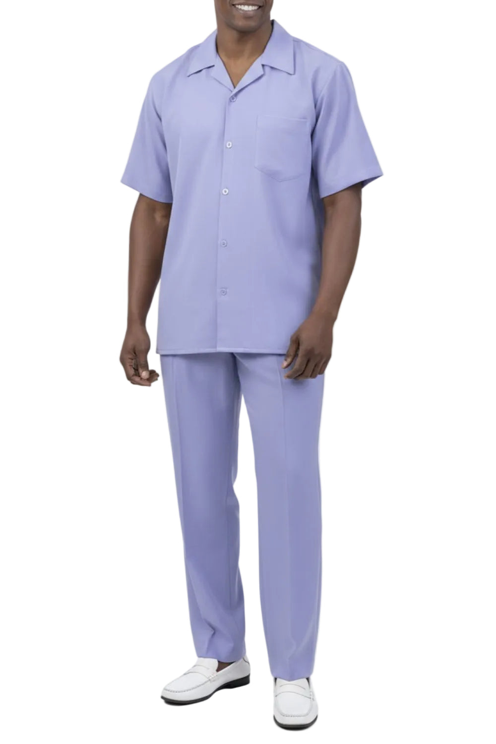 Men's 2 Piece Walking Suit Summer Short Sleeves in Lavender