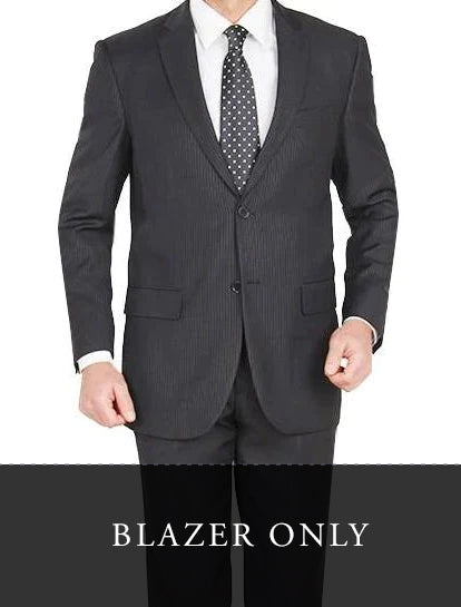 (42R Blazer) Modern Fit Black Pinstripe 2 Button Blazer
