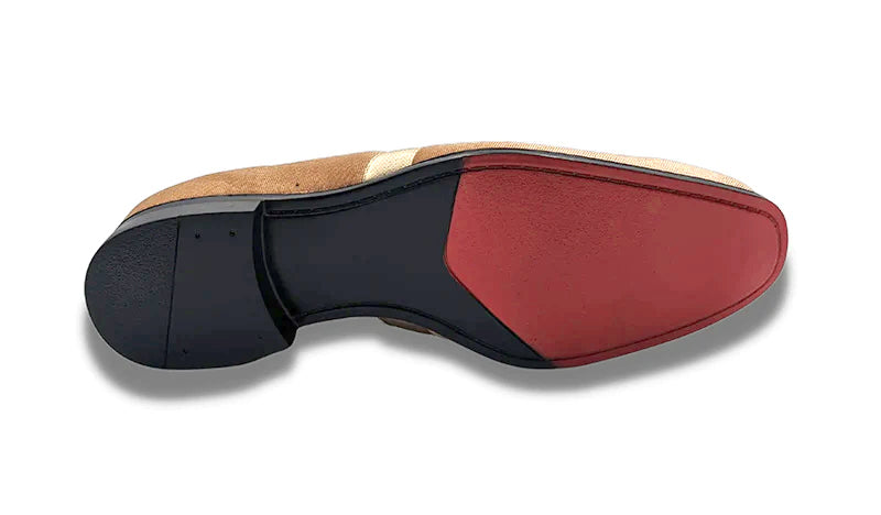 Mocassins en velours uni marron clair