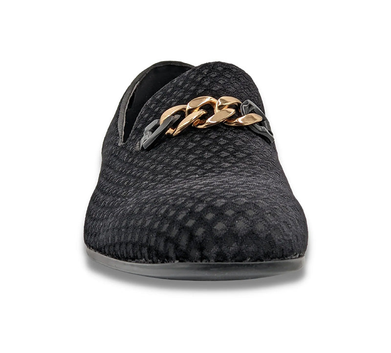 Black Velvet Diamond Pattern Loafer
