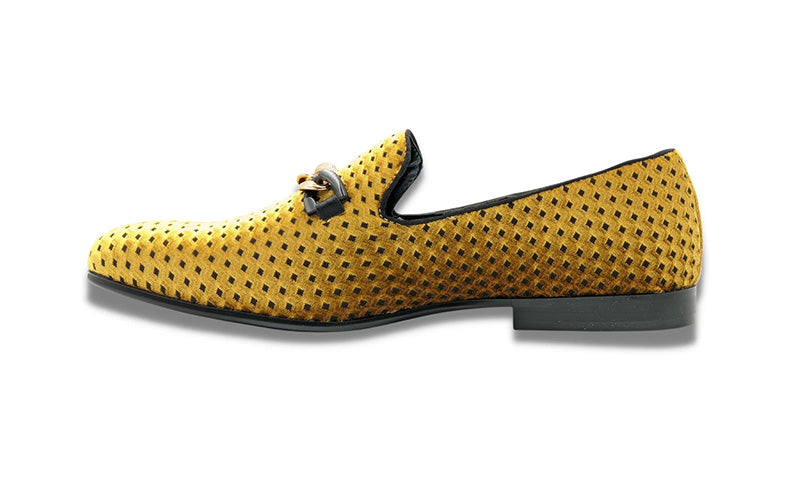 Canary Velvet Diamond Pattern Loafer