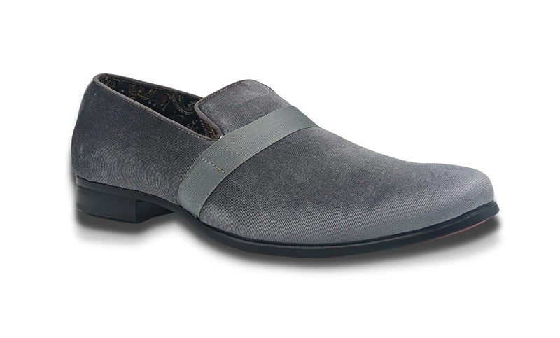 Gray Solid Velvet Loafer