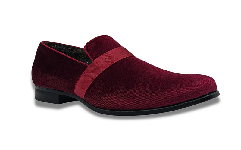 Burgundy Solid Velvet Loafer