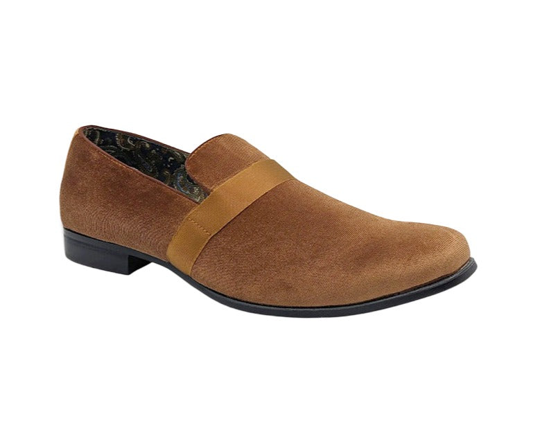 Cognac Solid Velvet Loafer