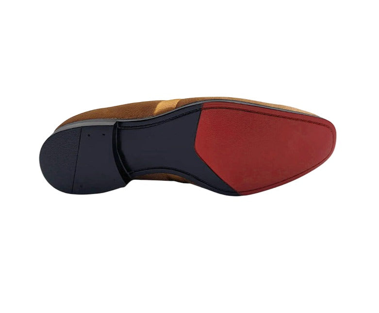 Mocassin en velours uni cognac