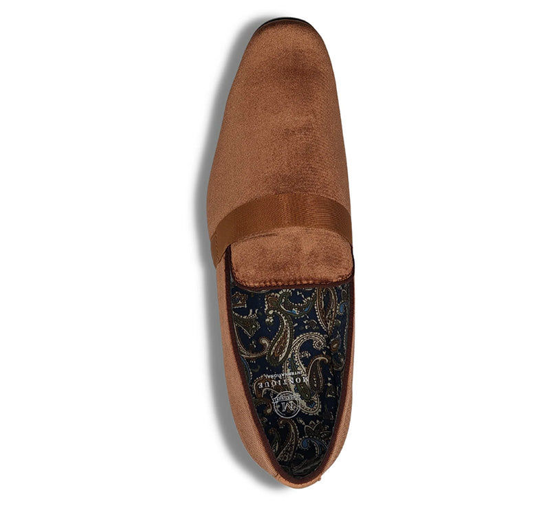 Cognac Solid Velvet Loafer