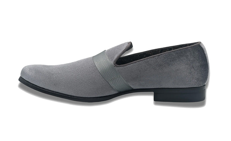 Gray Solid Velvet Loafer