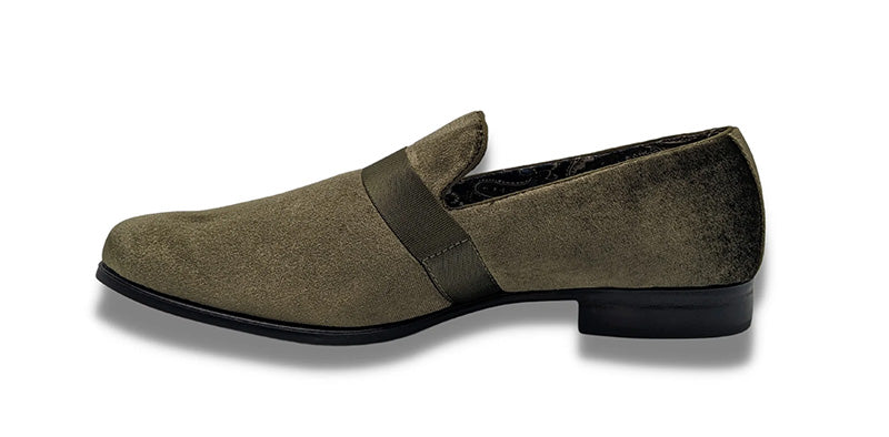 Olive Solid Velvet Loafer