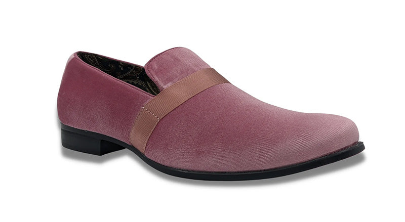 Pink Solid Velvet Loafer