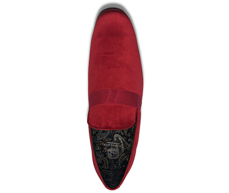 Red Solid Velvet Loafer