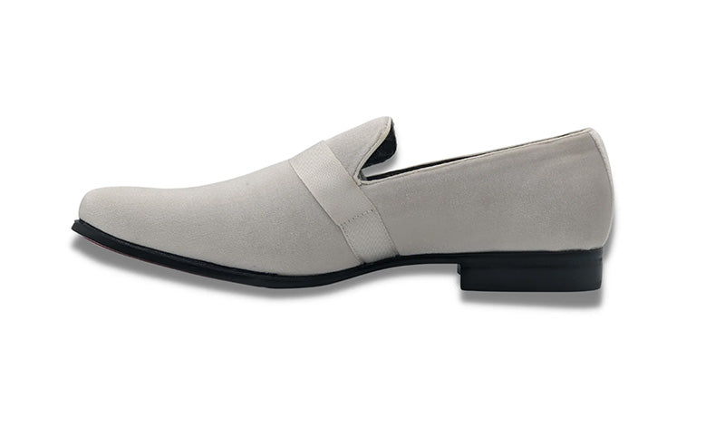 White Solid Velvet Loafer