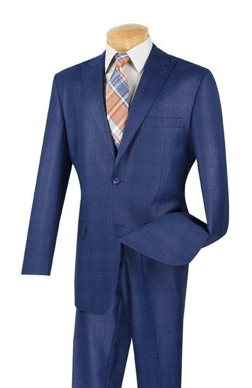 Pompey Collection - Men's Glen Plaid Suit 2 Piece Regular Fit in Blue ...