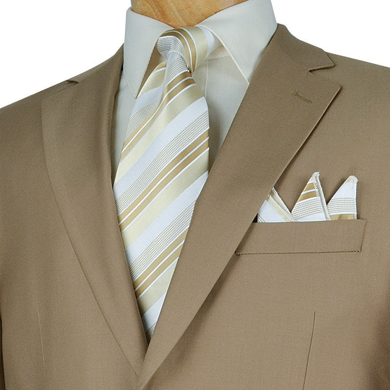 (40S) Regular Fit Suit 2 Button 2 Piece in Khaki