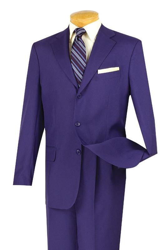 Mont Blanc Collection - Regular Fit Suit 3 Button 2 Piece in Purple