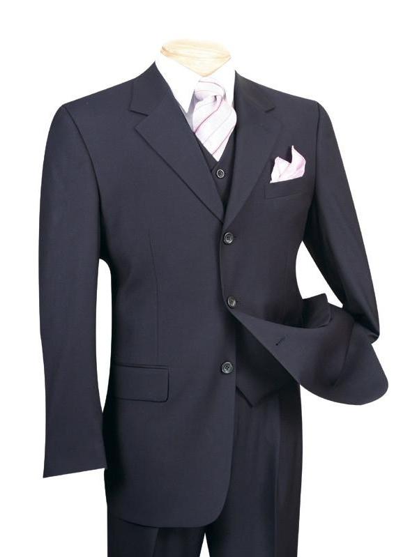 Avalon Collection - Regular Fit Men's Suit 3 Button 3 Piece Navy