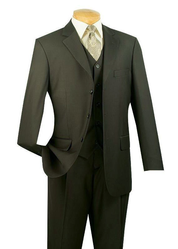 Avalon Collection - Regular Fit Men's Suit 3 Button 3 Piece Olive