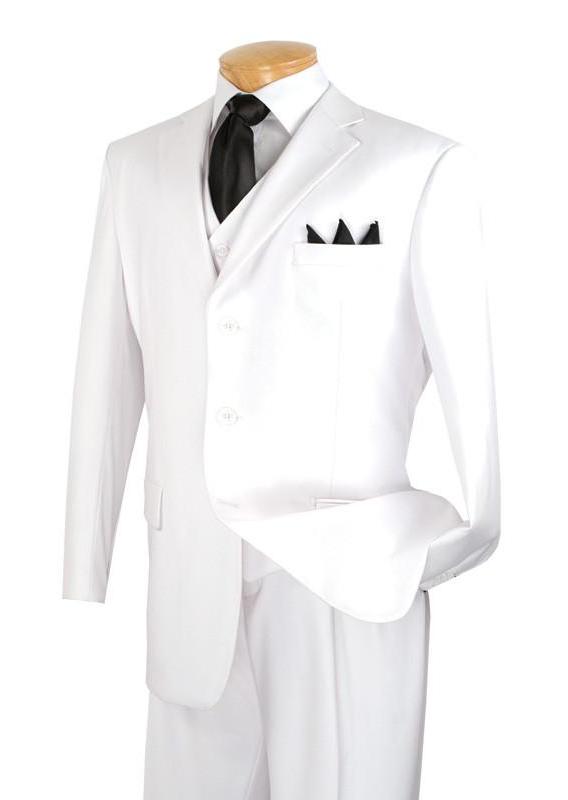 Avalon Collection - Regular Fit Men's Suit 3 Button 3 Piece White