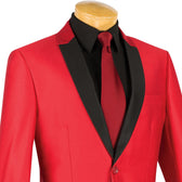 Slim Fit Shiny Sharkskin Men's 2 Piece Suit in Red | Suits Outlets Men ...