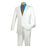 Slim Fit Men's Suit 2 Piece 2 Buttons Shiny Sharkskin in White