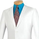 Slim Fit Men's Suit 2 Piece 2 Buttons Shiny Sharkskin in White