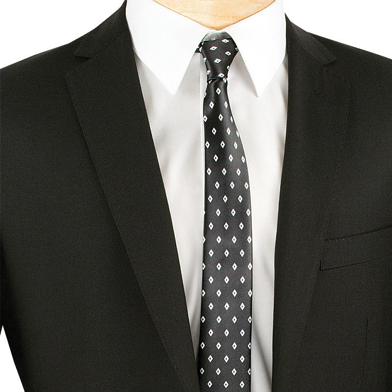 Slim Fit Men's Suit 2 Piece 2 Button in Black