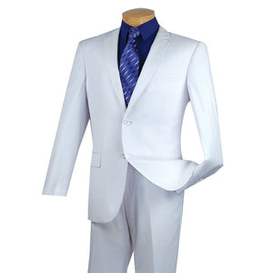 Slim Fit Men's Suit 2 Piece 2 Button in White | Suits Outlets Men's Fashion