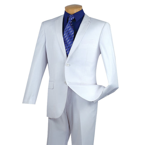 Slim Fit Men's Suit 2 Piece 2 Button in White | Suits Outlets Men's Fashion