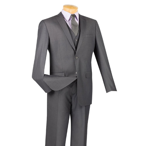 Slim Fit Men's Suit 3 Piece 2 Button in Heather Gray | Suits Outlets ...