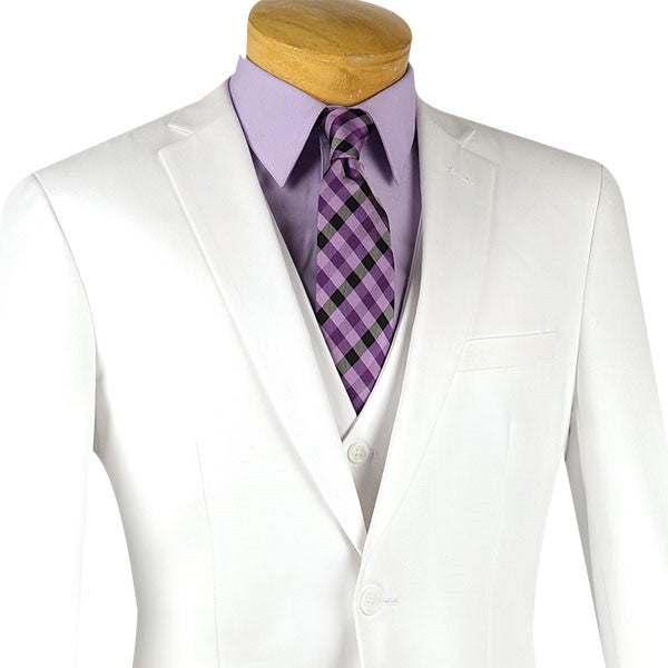 Slim Fit Men's Suit 3 Piece 2 Button in White | Suits Outlets Men's Fashion