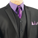 Slim Fit Men's Suit With Vest 3 Piece 2 Buttons in Black