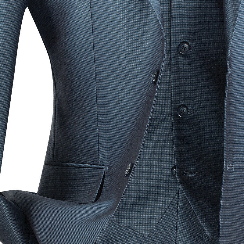 Slim Fit Men's Suit With Vest 3 Piece 2 Buttons in Blue