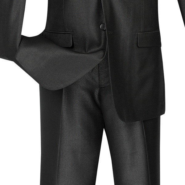 Slim Fit Textured Suit 3 Piece 2 Buttons in Black