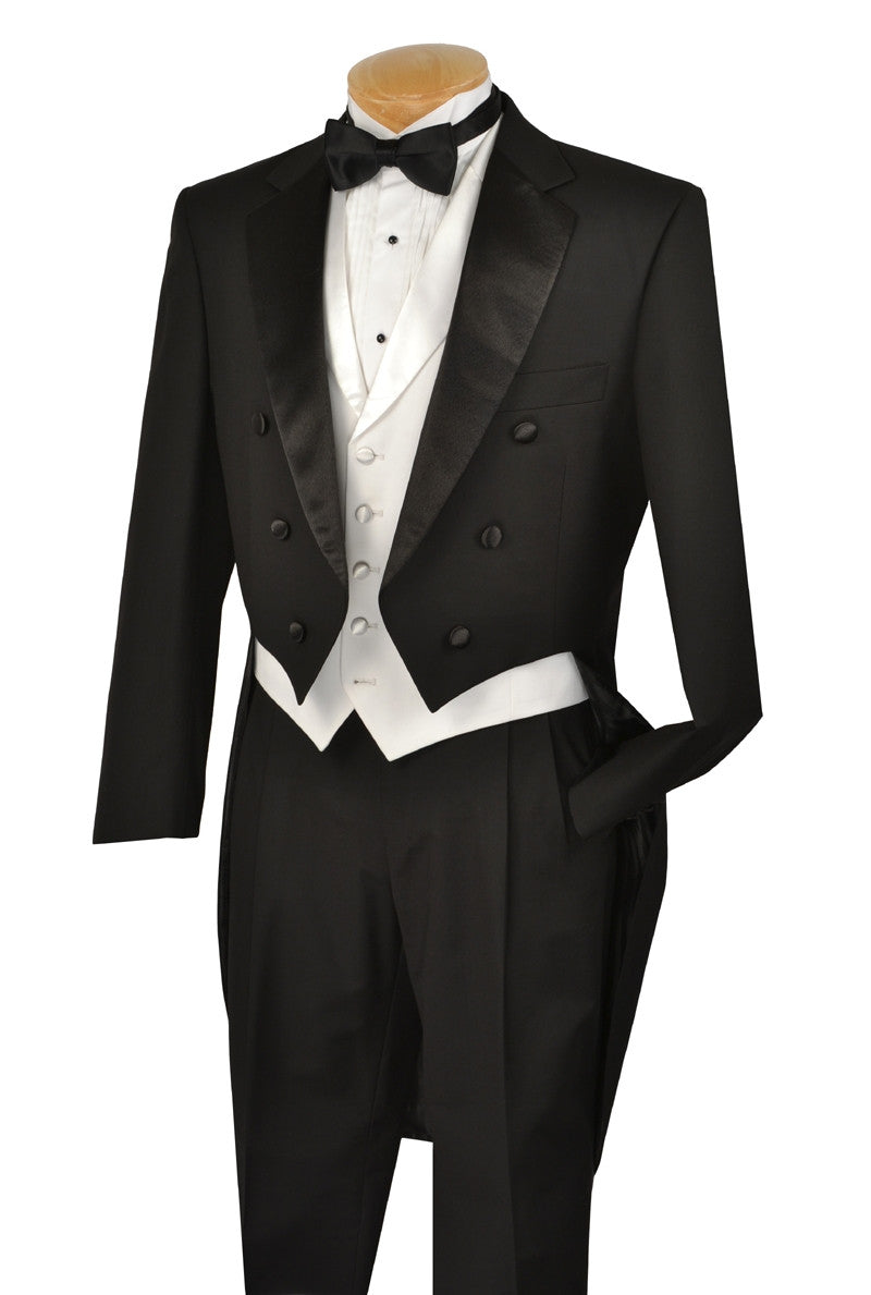 Men's Tuxedo Regular Fit Collection With Tails 3 Piece In Black