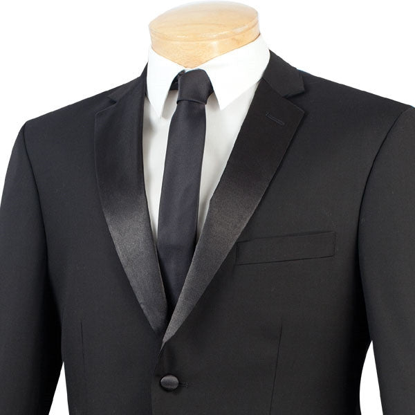 Regular Fit Satin Lapel 2 Piece Tuxedo in Black