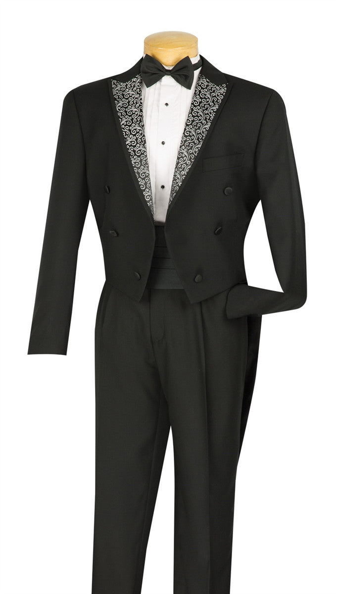 Regular Fit Black Tuxedo 4 Pieces with Vest Bow Tie Cummerbund
