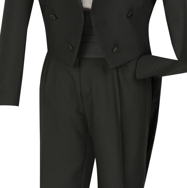 Regular Fit Black Tuxedo 4 Pieces with Vest Bow Tie Cummerbund