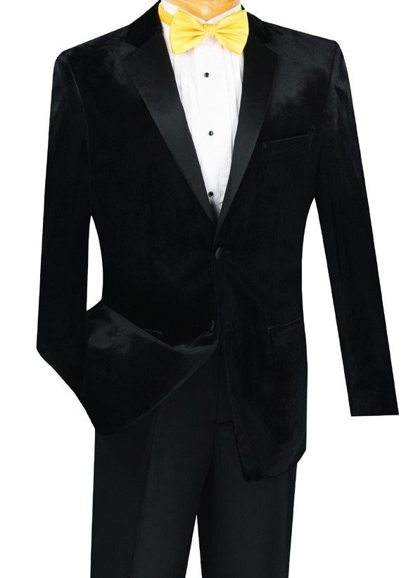 Men's Slim Fit Velvet Tuxedo 2 Piece in Black