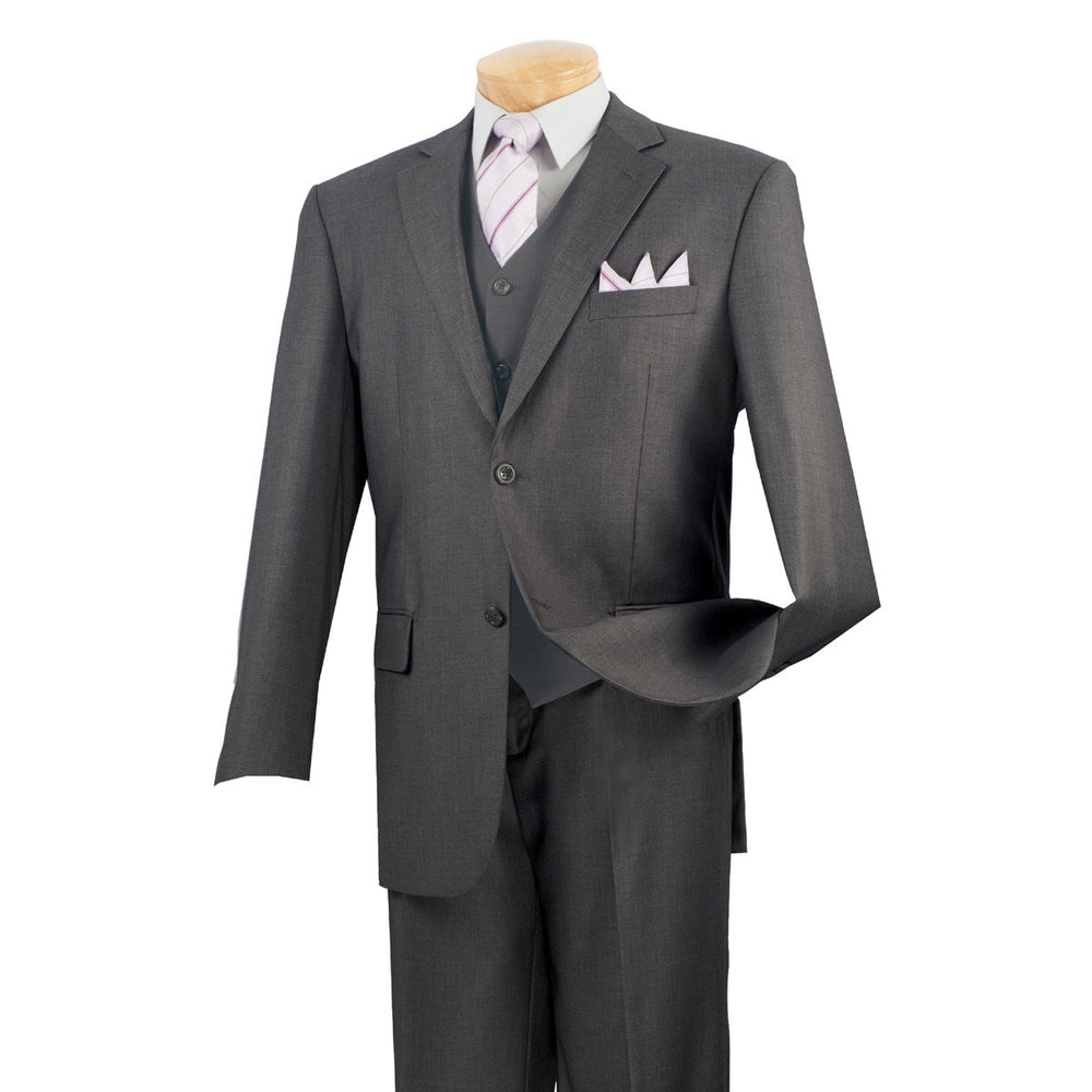 Men's 2 Button Solid Heather Gray Wool  Suit main image 0