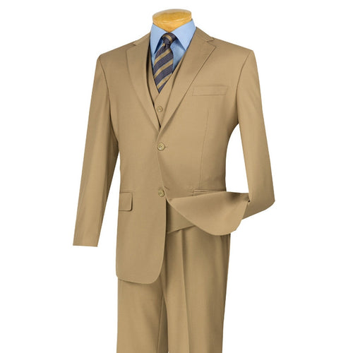 Morgan Collection - Regular Fit 3 Piece Suit 2 Button Khaki | Suits ...