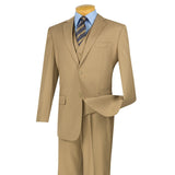 Morgan Collection - Regular Fit 3 Piece Suit 2 Button Khaki