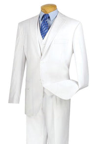 Morgan Collection - Regular Fit 3 Piece Suit With Vest 2 Buttons Pure White
