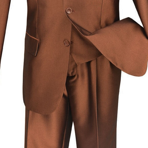 Lazio Collection - Regular Fit Dress Suit 3 Piece 3 Button Shiny Sharkskin Amber
