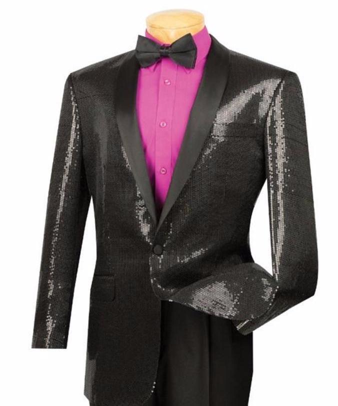 Spotlight Collection - Regular Fit Black Sequins Party Jacket
