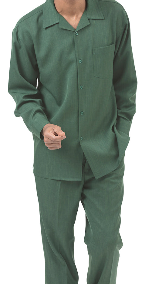 Men's 2 Piece Long Sleeve Walking Suit in Hunter Green