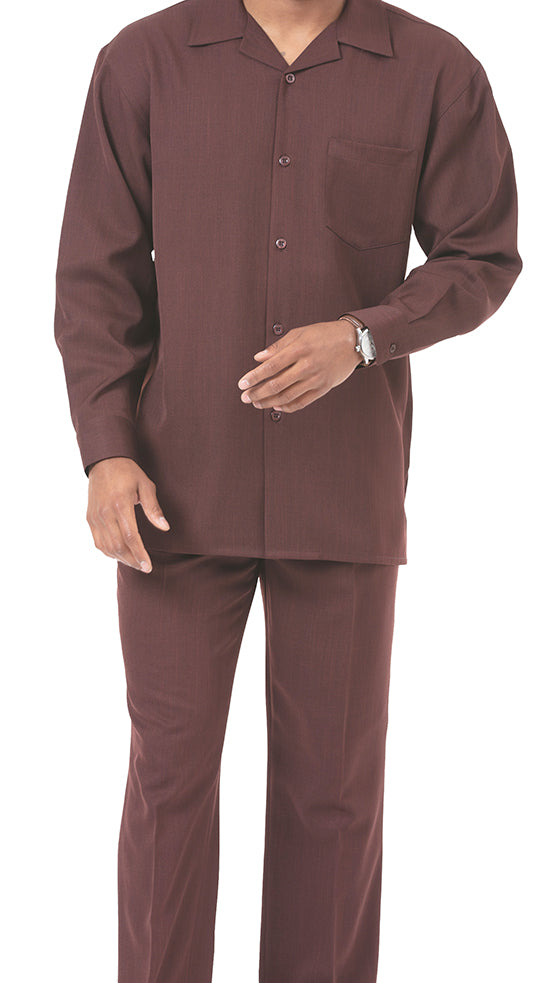 Men's 2 Piece Long Sleeve Walking Suit in Brown