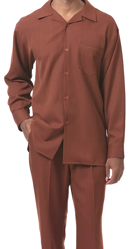 Men's 2 Piece Long Sleeve Walking Suit in Cognac